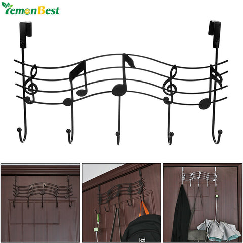 Over the Door 5 Hook Musical Notes Clothes Hanger Rack