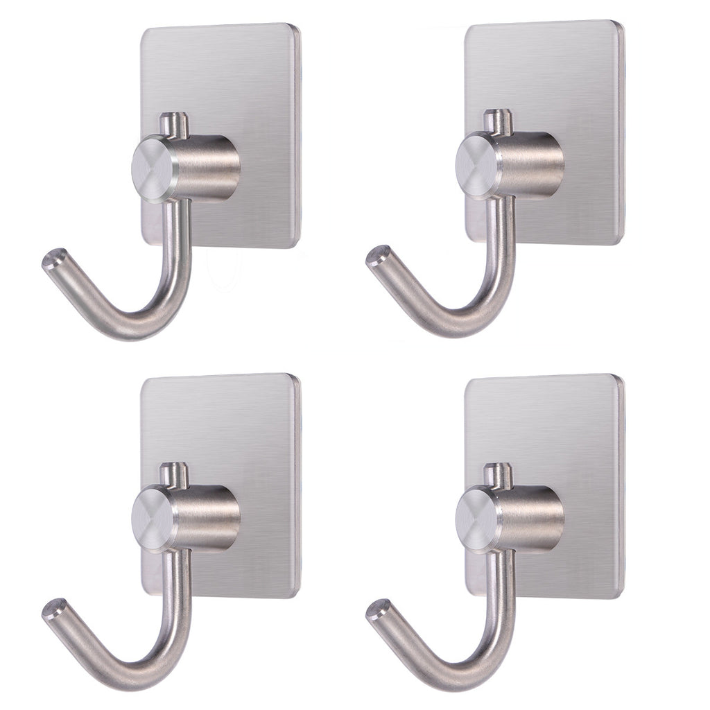 Towel Hooks, Stainless Steel Adhesive Hooks Heavy Duty, 4 Pack Bathroom  Hooks for Hanging Towel Coat Hat, Wall Hooks Stick on Bathroom Kitchen and